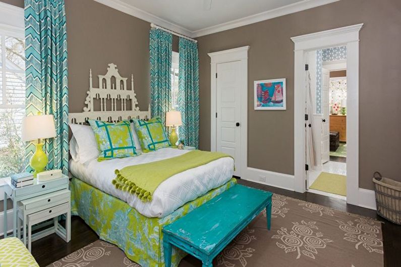 Тиркизни дизајн спаваће собе - комбинације боја