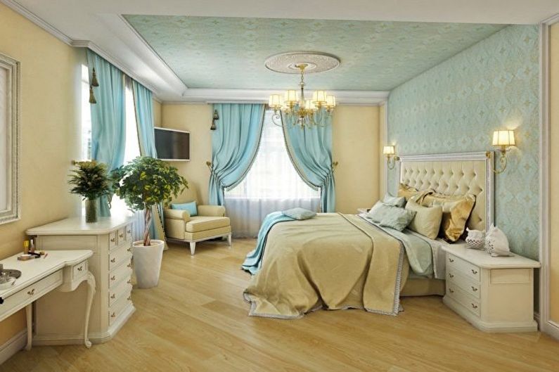 Tyrkysový design ložnice - barevné kombinace