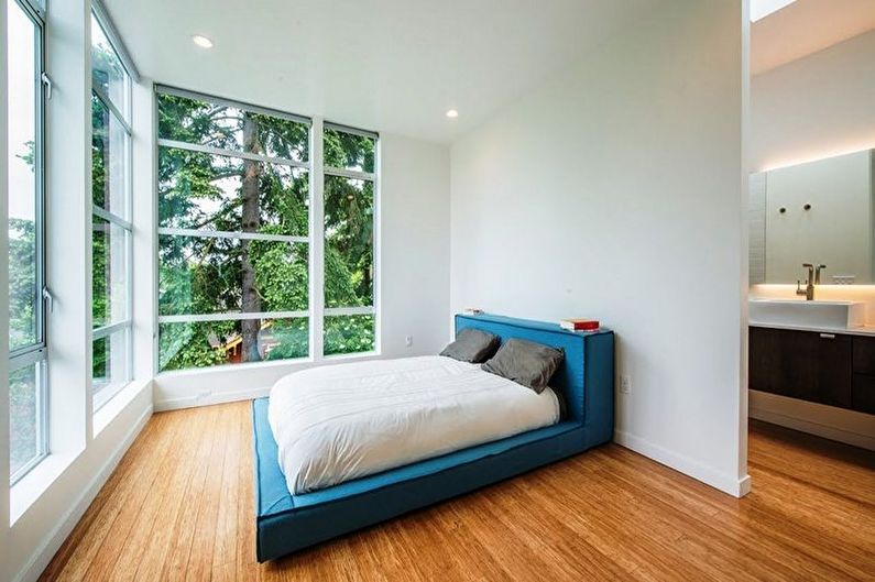 Dormitorio minimalista turquesa - Diseño de interiores