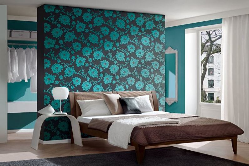 Design dormitor turcoaz - decorare perete