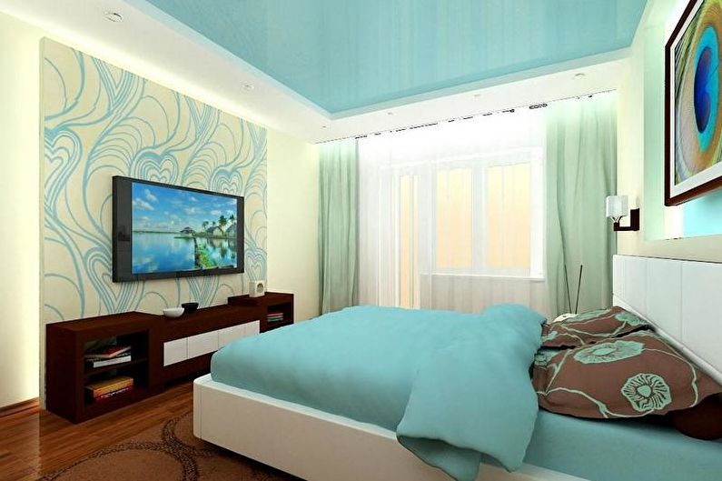 การออกแบบห้องนอนสีฟ้าคราม - เพดาน