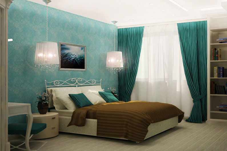 Design camera da letto turchese - Illuminazione