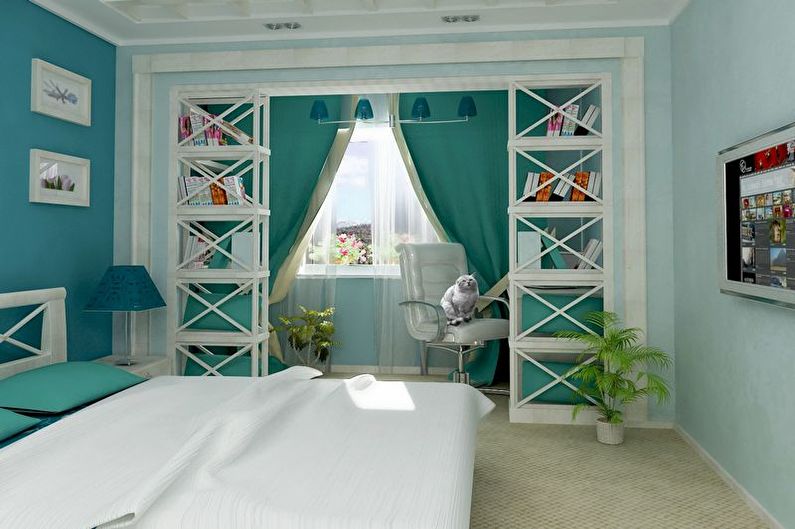 Tyrkysová spálňa - interiérový dizajn foto