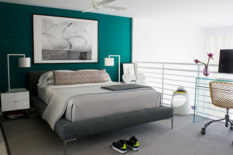Тиркизна спаваћа соба - фотографија дизајна ентеријера