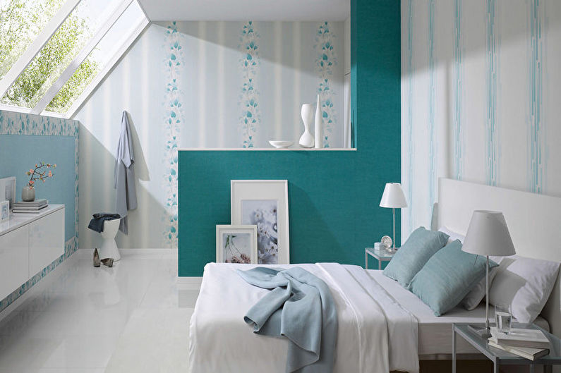 Turquoise bedroom - larawan sa interior design