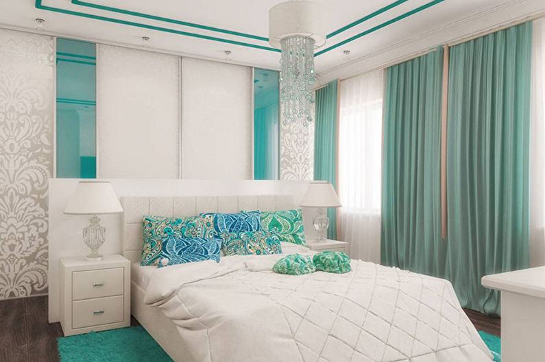 Tirkizna spavaća soba - fotografija dizajna interijera