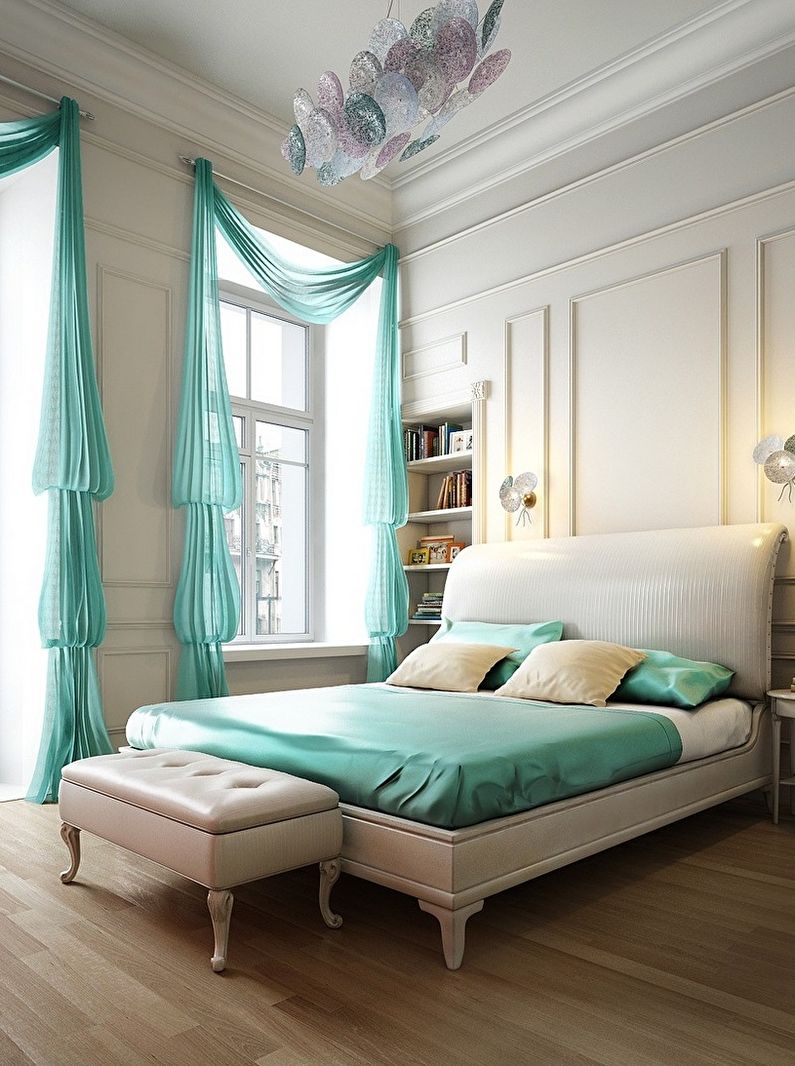 Тюркоазена спалня - снимка за интериорен дизайн