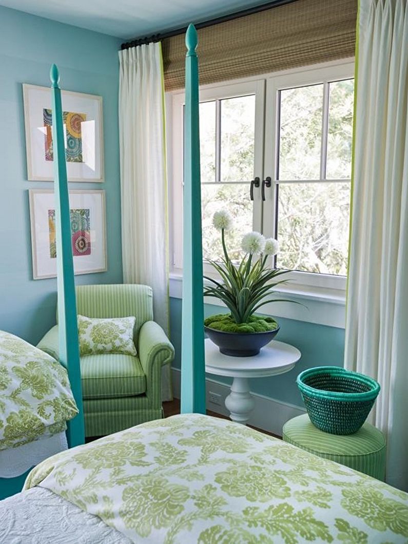 Turquoise bedroom - larawan sa interior design