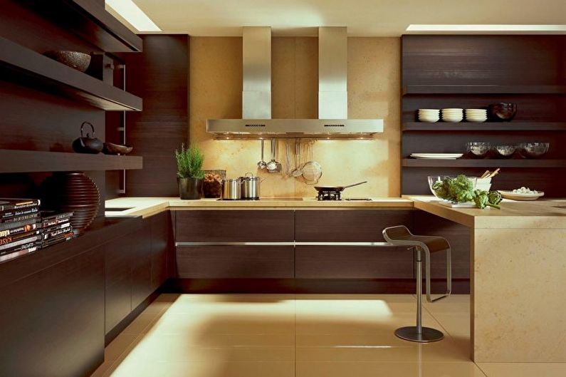 Brūnā virtuve: 80 foto dizaina idejas