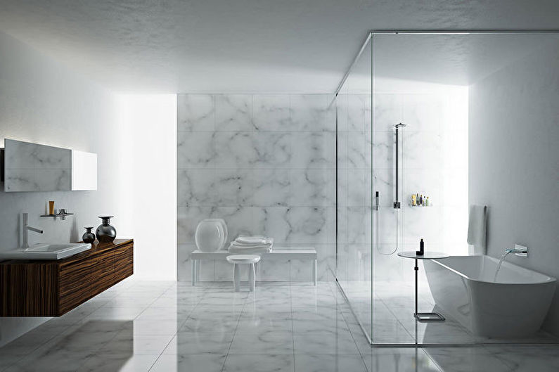 Minimalismi tyyli kylpyhuone: suunnitteluideoita (90 kuvaa)