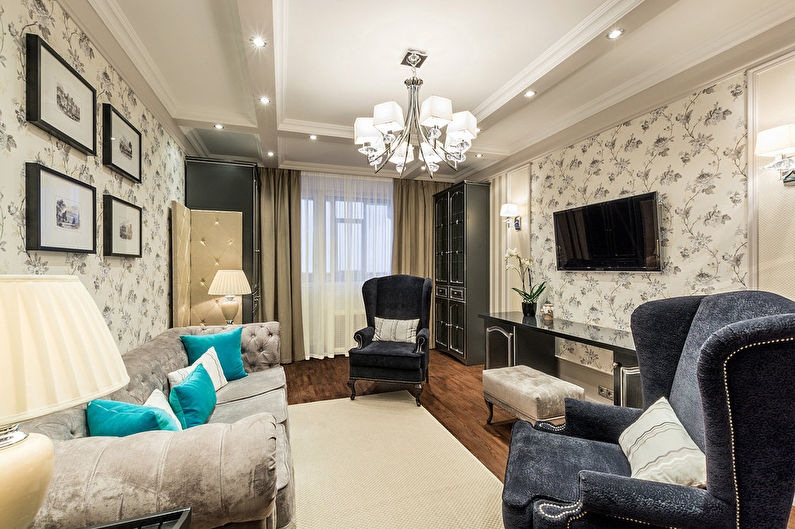Dzīvojamā istaba angļu neoklasicisma stilā - 3. foto