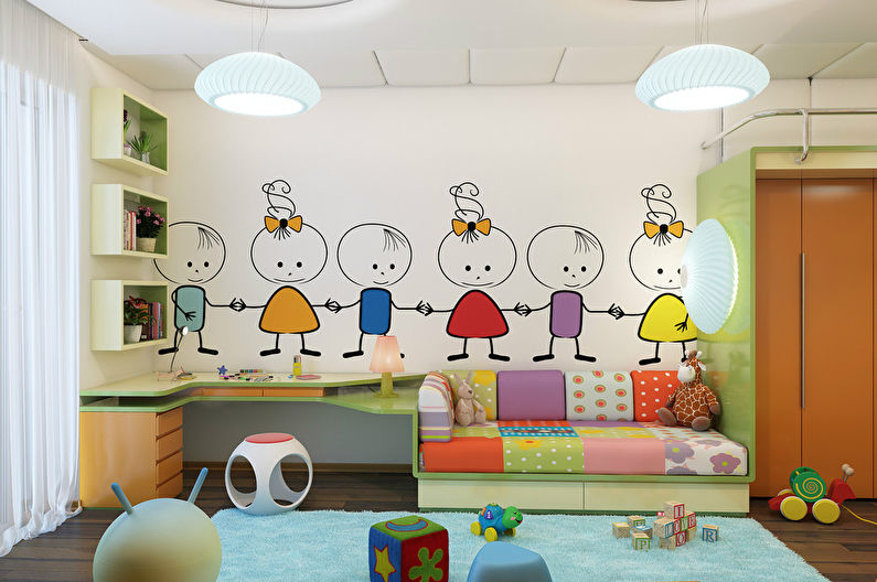 Svijetle pruge: Dječja soba za dijete od 4 godine - fotografija 1