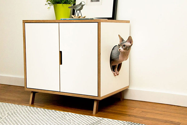 Maison de chat intégrée aux meubles