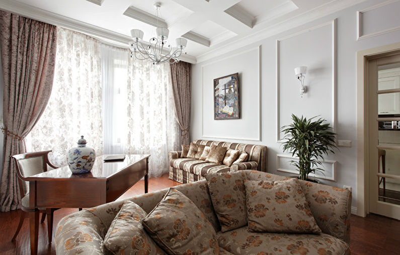 Klasikinio stiliaus gyvenamasis kambarys - 6 nuotrauka