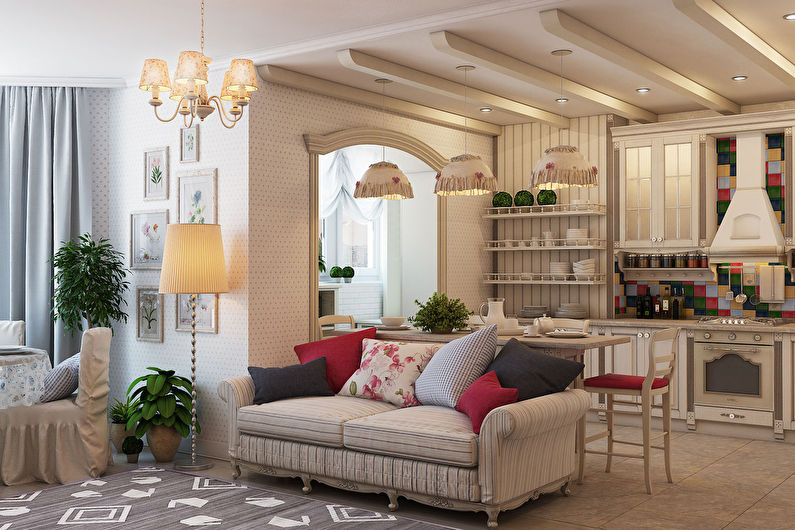 Living room sa istilong Provence - Disenyo sa Panloob