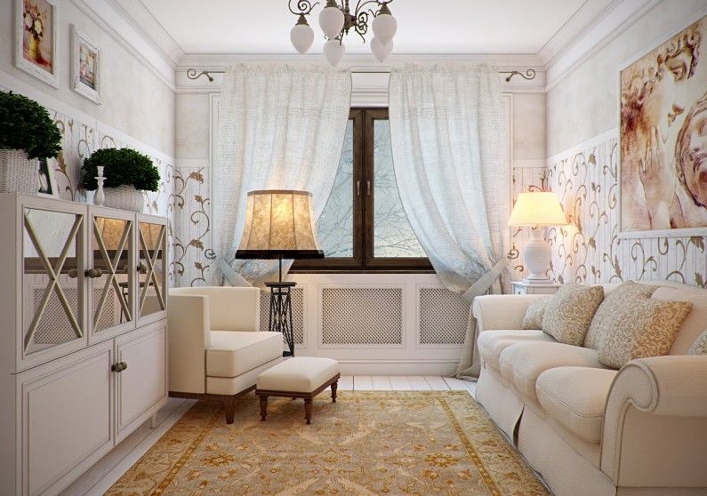 Ruang tamu dalam gaya Provence - Reka Bentuk Dalaman