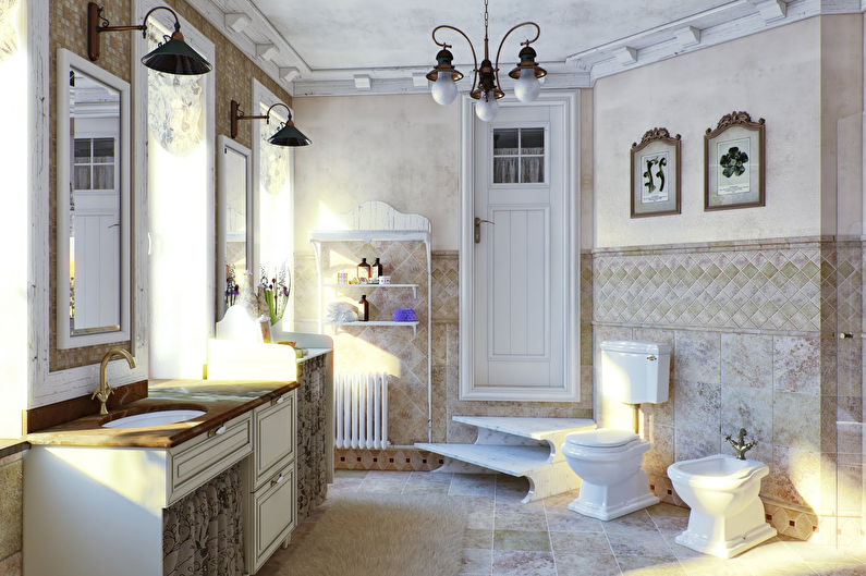 Provansas stila vannas istaba - interjera dizains