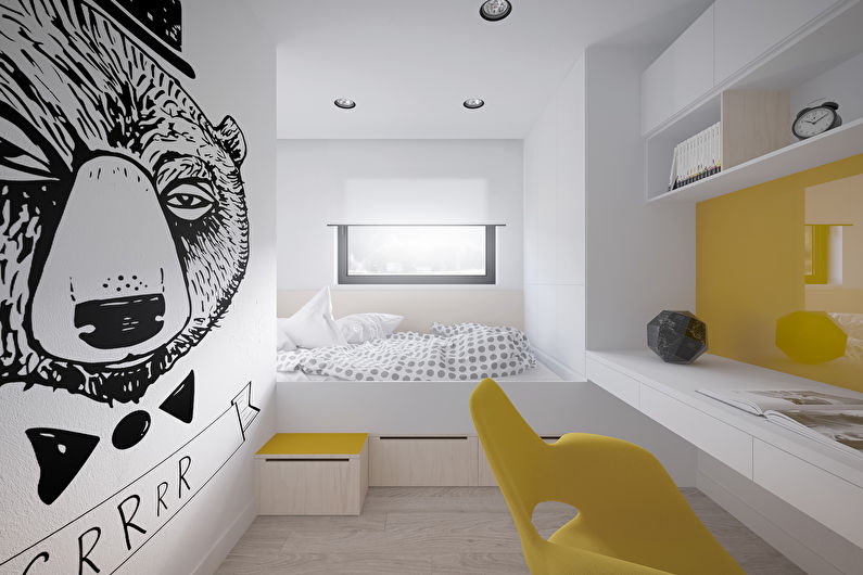 Pokoj pro dospívající dívky v moderním stylu - interiérový design