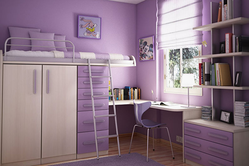 Malý pokoj pro dospívající dívky - interiérový design