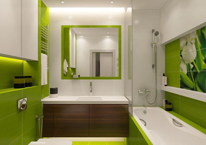 Vonios kambarys 4 kv.m. modernaus stiliaus - interjero dizainas