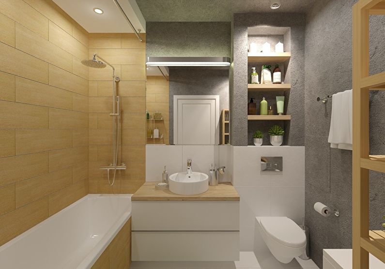 Bilik mandi 4 sq.m. dalam gaya minimalis - Reka Bentuk Dalaman