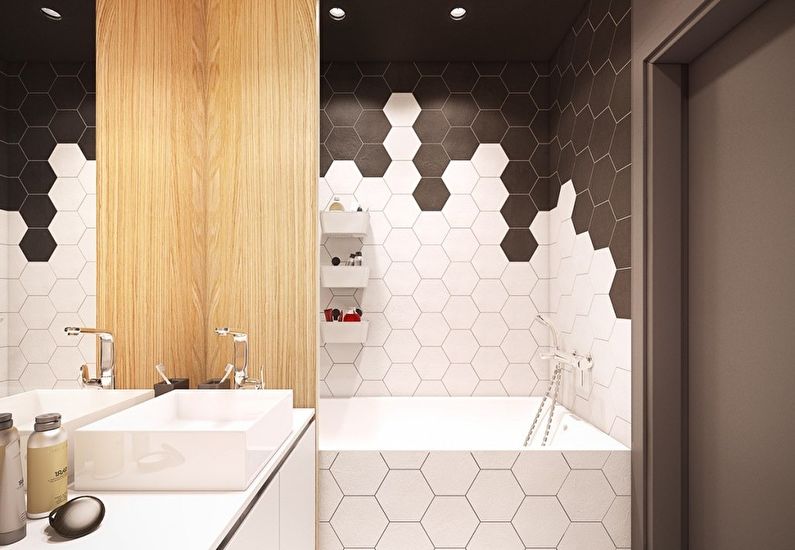 Badeværelse 4 kvm i stil med minimalisme - Interiørdesign