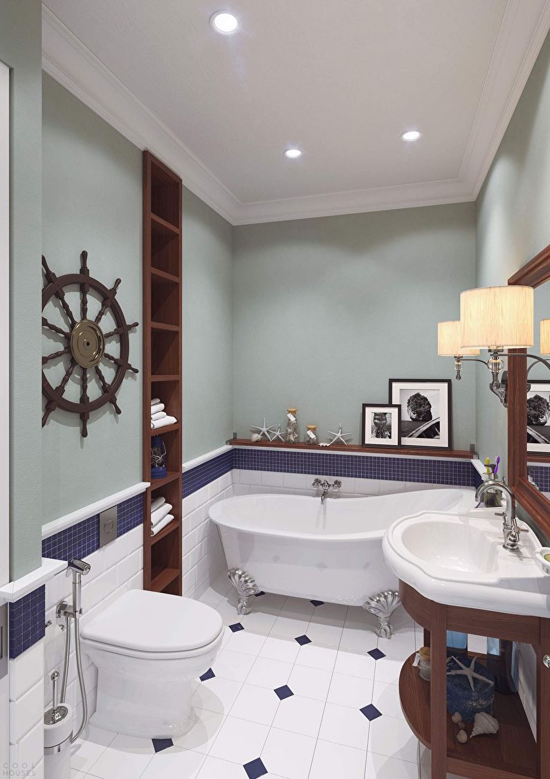 Banheiro 4 m² em estilo marinho - Design de Interiores