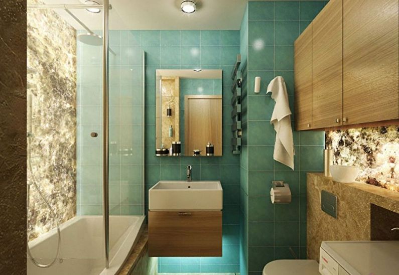 Vonios kambario dizainas 4 kv.m. - Apšvietimas ir dekoras