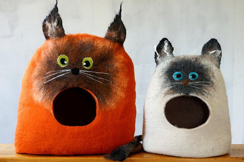 DIY cat house: 70 mga ideya sa larawan