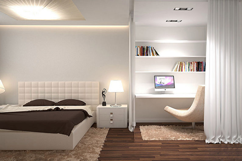 Zonarea camerei - dormitor și studiu