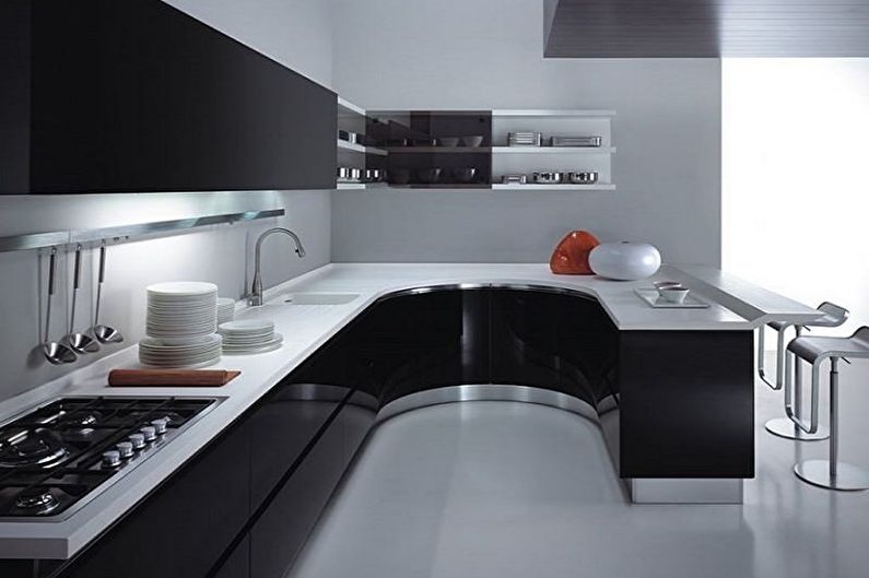 Melna virtuve - interjera dizaina foto