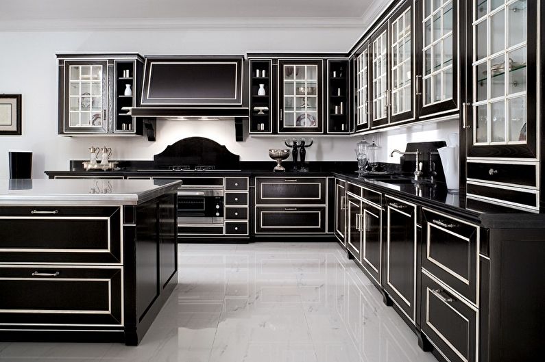 Černá kuchyně - interiérový design foto