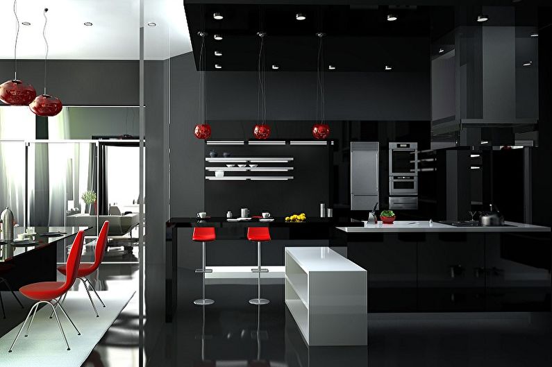 Dapur hitam - gambar reka bentuk dalaman