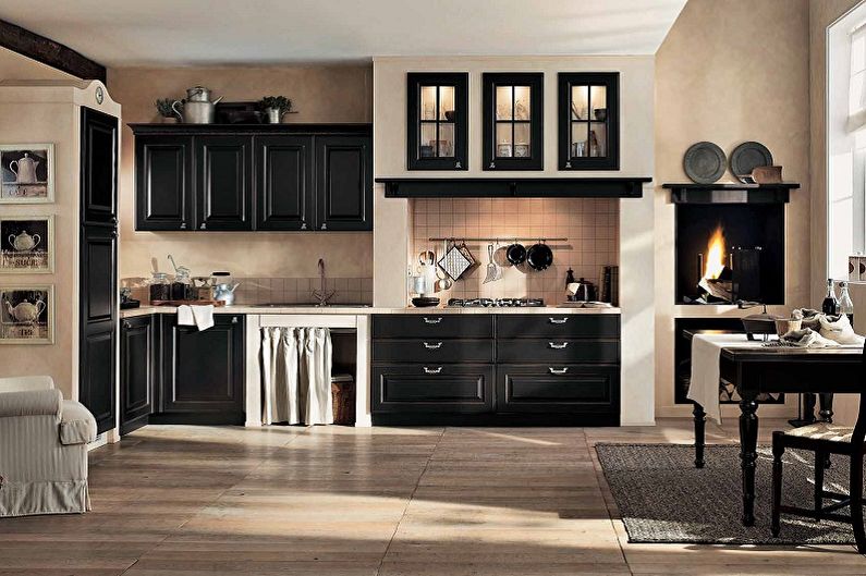 Black kitchen - interior design photo