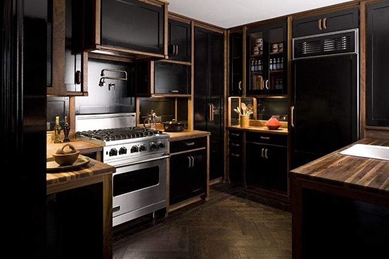 Fekete konyha - belsőépítészeti fénykép