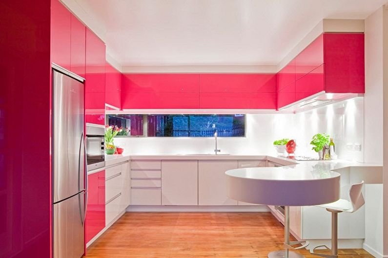 Cozinha rosa em estilo moderno - Design de Interiores