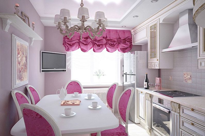 Design bucătărie roz - decorare perete