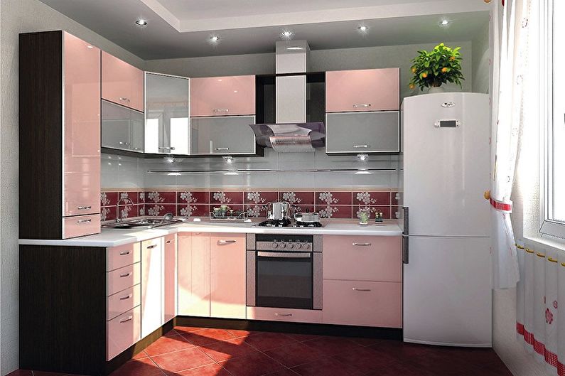 Rosa kjøkken - interiørdesignfoto