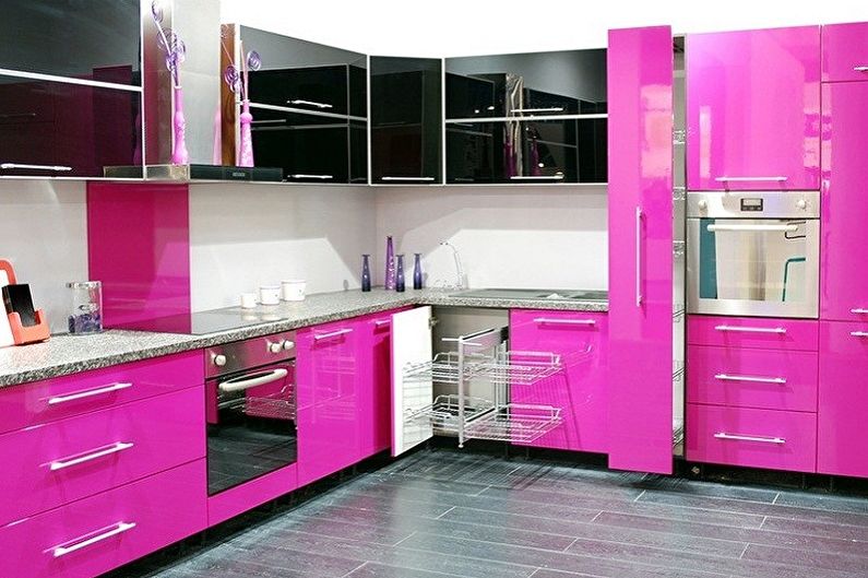Ροζ κουζίνα - φωτογραφία εσωτερικού σχεδιασμού
