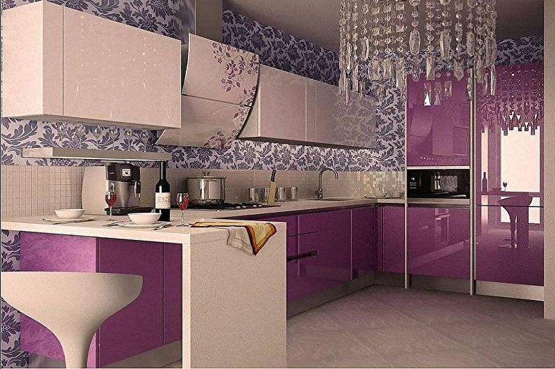 Ružičasta kuhinja - fotografija dizajna interijera