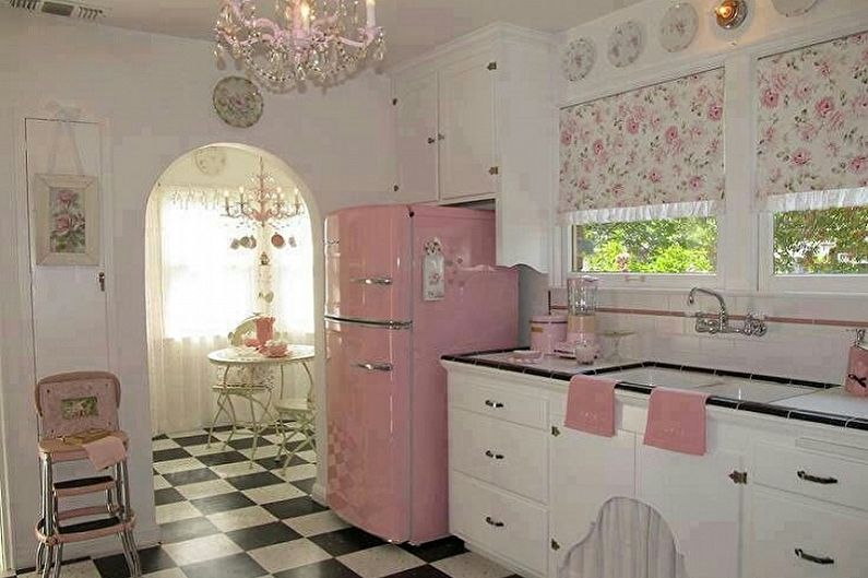 Rózsaszín konyha - belsőépítészeti fénykép