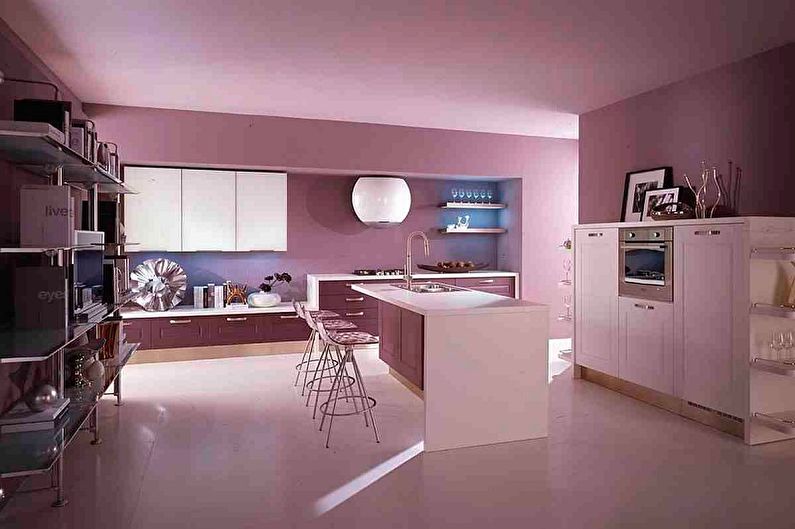 Ροζ κουζίνα - φωτογραφία εσωτερικού σχεδιασμού