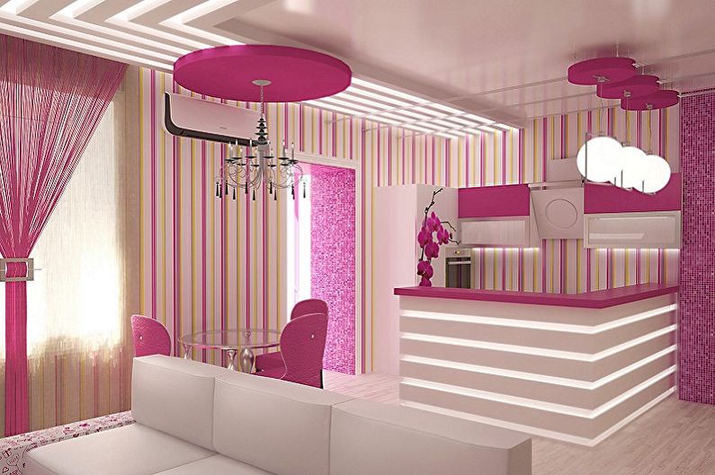 Cozinha rosa - design de interiores