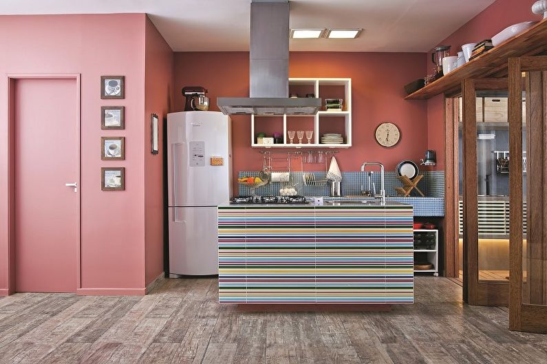 Rosa kjøkken - interiørdesignfoto
