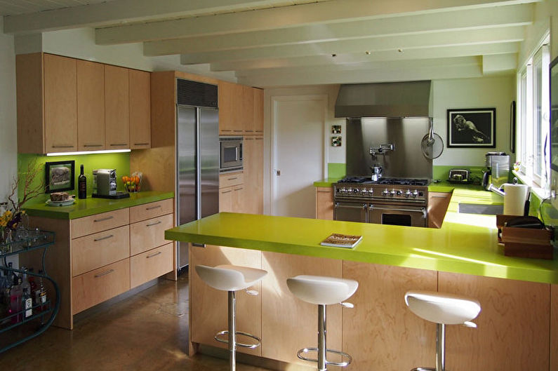 Zelená kuchyně v moderním stylu - interiérový design