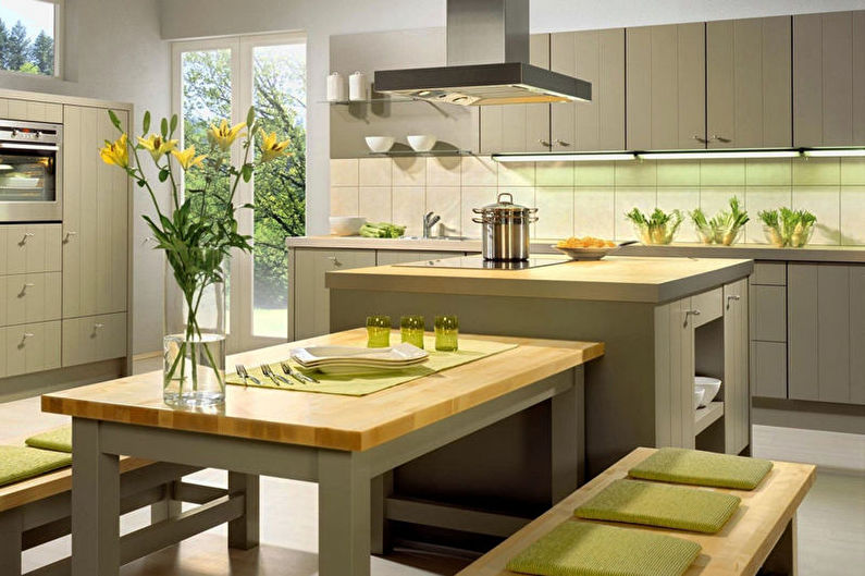 Cozinha verde Arte ecologicamente correta - Design de interiores