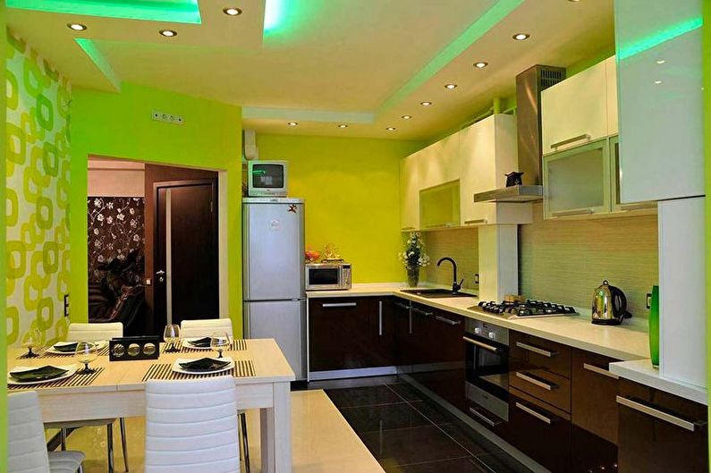 Зелена кухня дизайн - таванско покритие