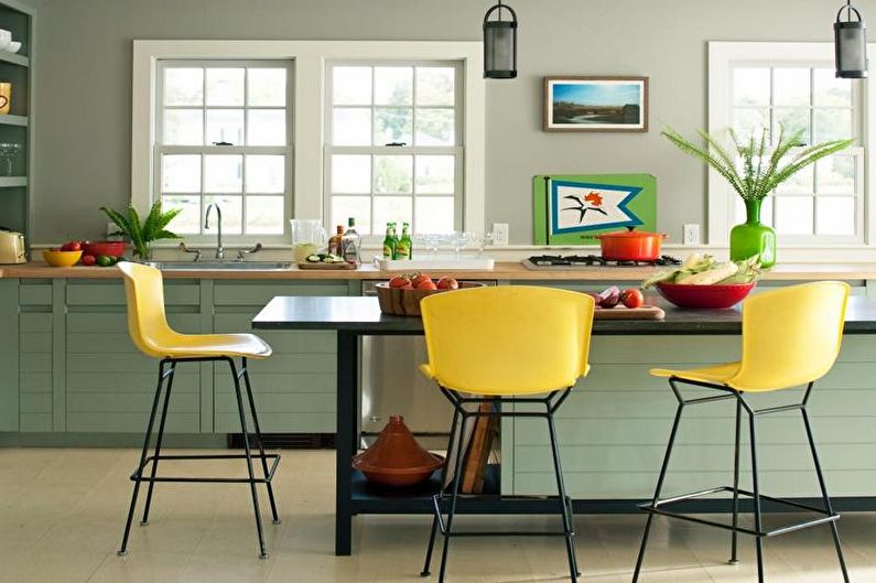 Zaļās virtuves dizains - mēbeles
