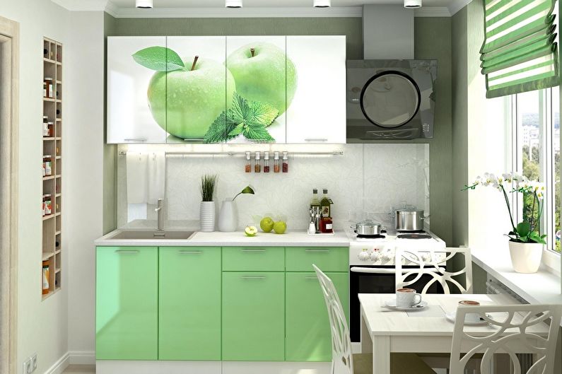 Malá zelená kuchyně - interiérový design