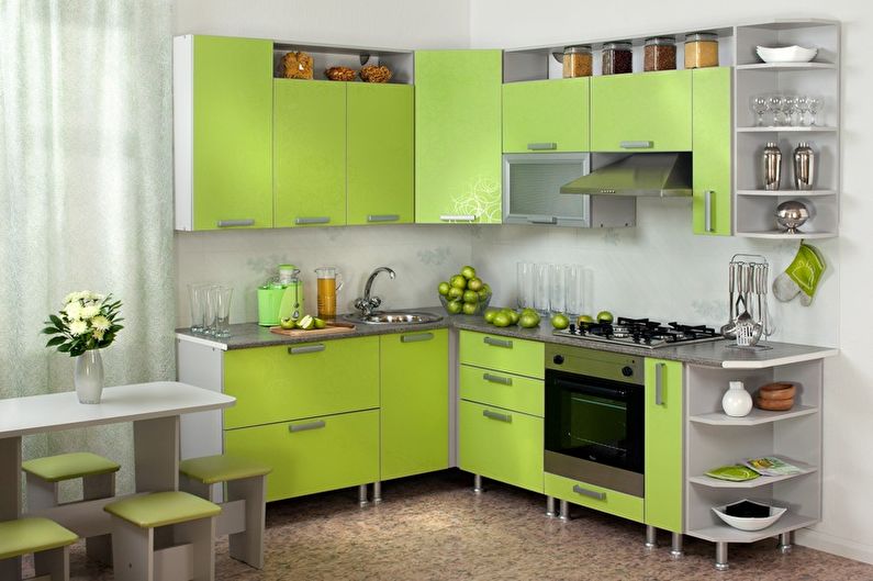 Μικρή πράσινη κουζίνα - Εσωτερική διακόσμηση